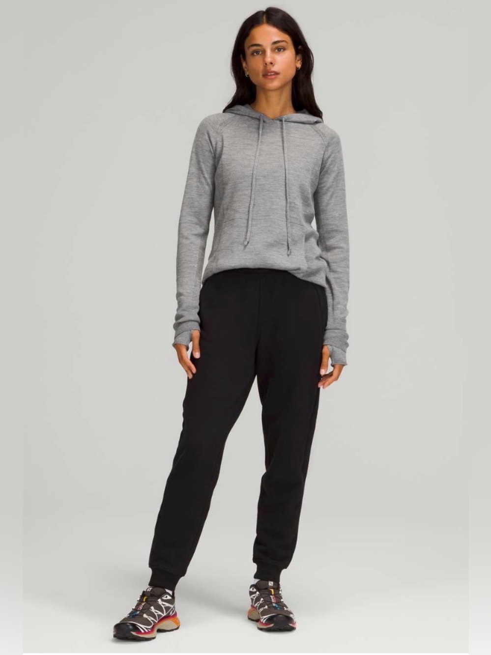 lululemon Light Merino Wool Hoodie in Gray Hooded Pullover Sweater Athletic